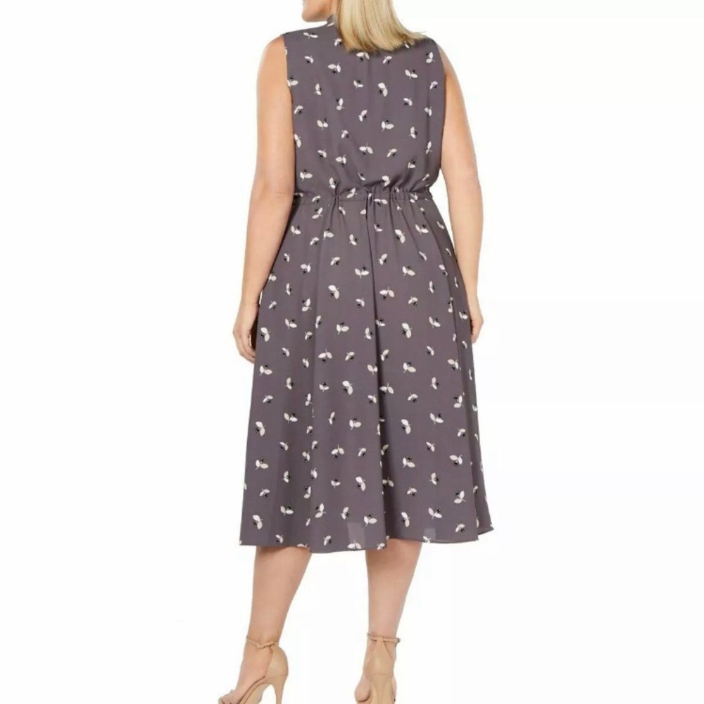 Anne Klein Gray Midi Dress with White Floral Print - Picture 2 of 14